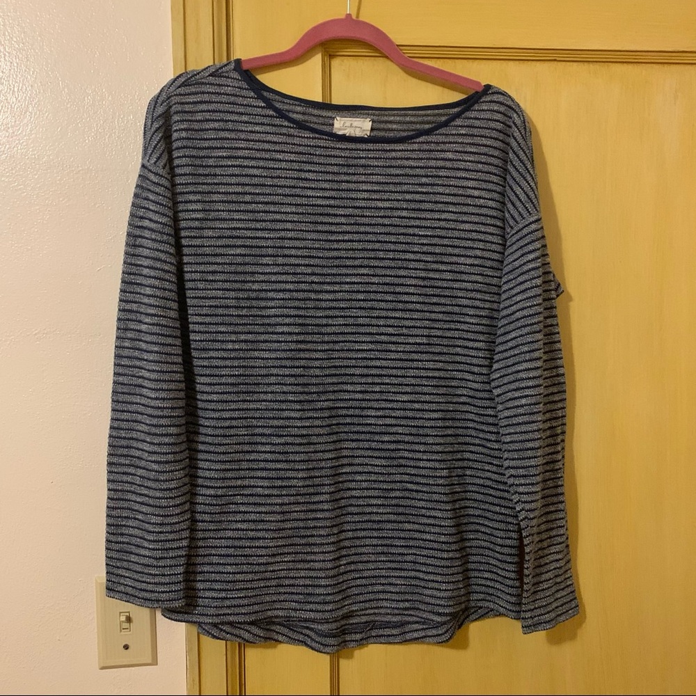 Lou & Grey Top textured stripes long sleeves-shirt top Size Large